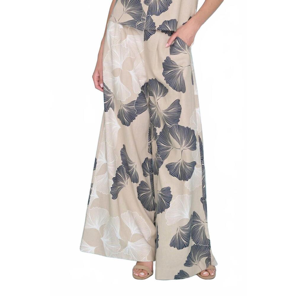 NEW PICADILLY coastal ginkgo breeze palazzo pants in sand